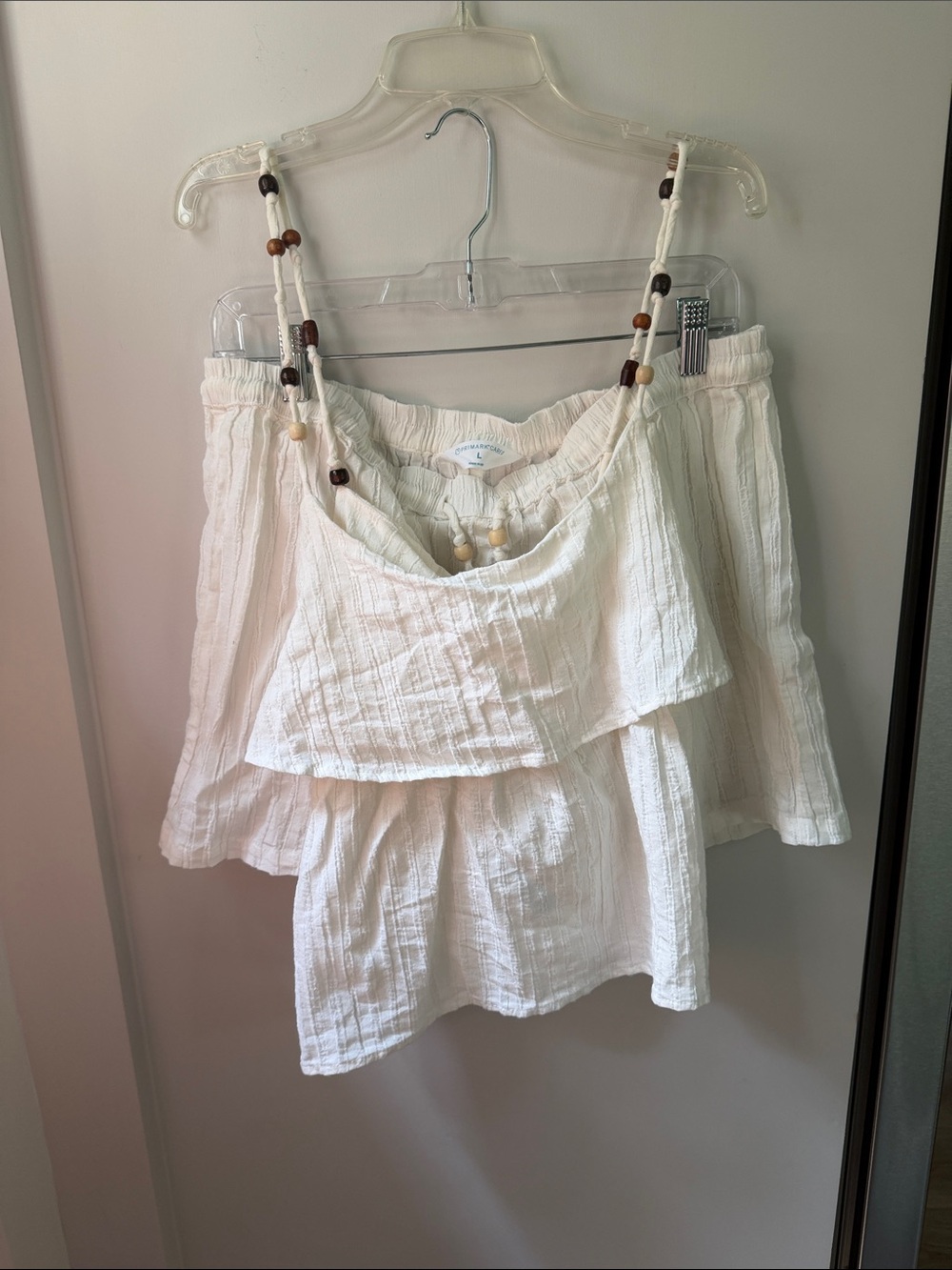 Primark off-white tank and shorts set